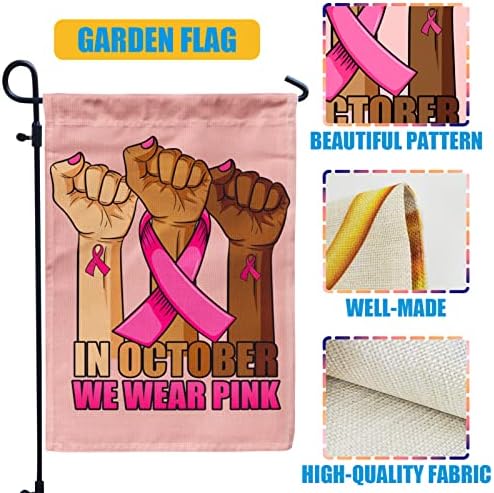 Októberben hordjuk Rózsaszín Nézni Footable Kert Zászló Mellrák Tudatosság Zászló Szalag, Kétoldalas Zsákvászon
