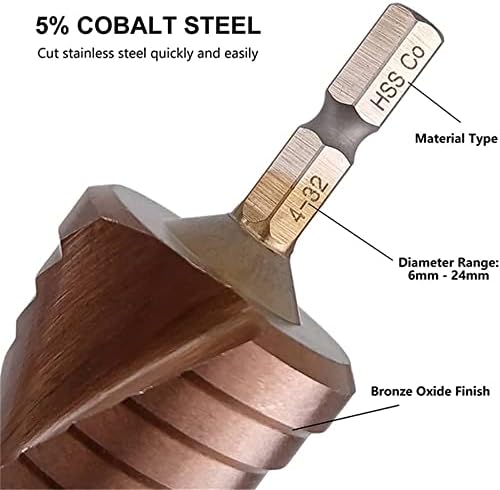 XBBMEN M35 5% Cobalt HSS Lépés Fúró Fém HSS CO 4-32 mm-es Hatszögű Szár Lépés Fúró Kúp Fúrás Eszköz Lyukat