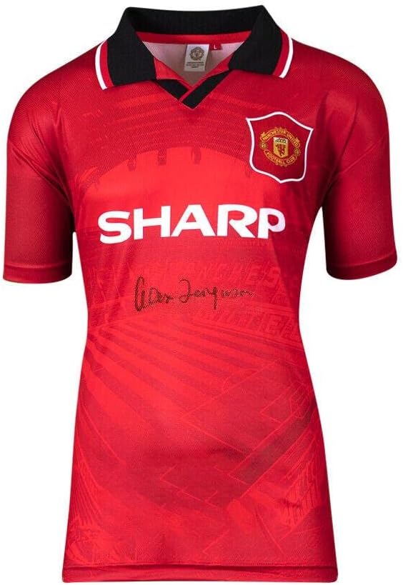 Sir Alex Ferguson Aláírt A Manchester United Póló - 1996, Haza Autogram - Dedikált Foci Mezek