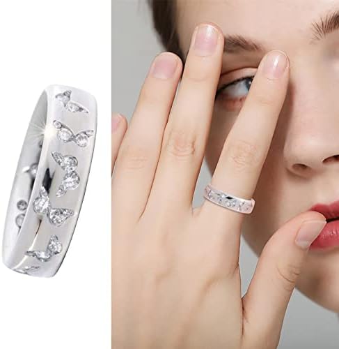 Csörög a Nők 2023 Születésnapi Ajándékok Gyémánt Kristály Forma Gyűrű Gyűrű Gyémánt Buterfly Vintage Gyűrű