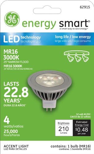 A GE Lighting 62915 Energy Smart LED 4.5 W (20 w-os csere) 210-Lumen MR16 Floodlight Izzó GU5.3 Bázis,