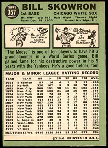 1967 Topps 357 Bill Skowron Chicago White Sox (Baseball Kártya) VG/EX White Sox