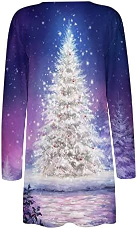 Oplxuo Ronda Karácsonyi Kardigán Női Tie-Dye karácsonyfa Nyomtatás Vicces Boldog Karácsonyt Póló Felső