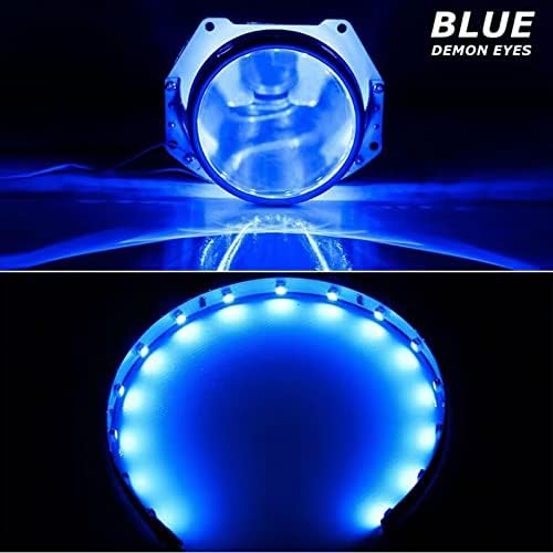 HDYEGIOU 2DB Kék LED Démon, Ördög Szeme Halo Gyűrűk, Autó, Motorkerékpár 2.5 2.8 3.0 Fényszóró Projektor
