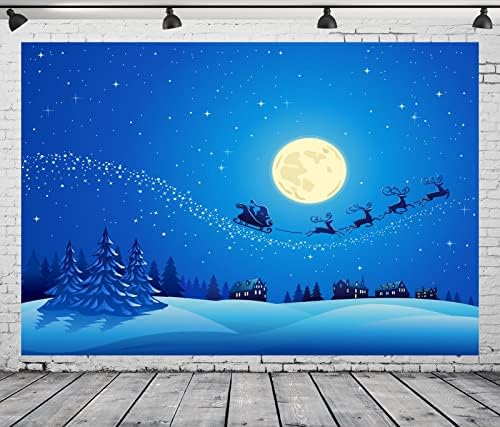 BELECO 10x8ft Szövet Karácsonyi Hátteret, Fantasy Este, a Hold, a Csillagok Mikulás Rénszarvas Téli Hó