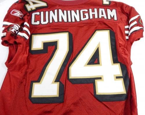 2003-ban a San Francisco 49ers Alonzo Cunningham 74 Játék Kiadott Piros Mez 46 08 - Aláíratlan NFL Játék