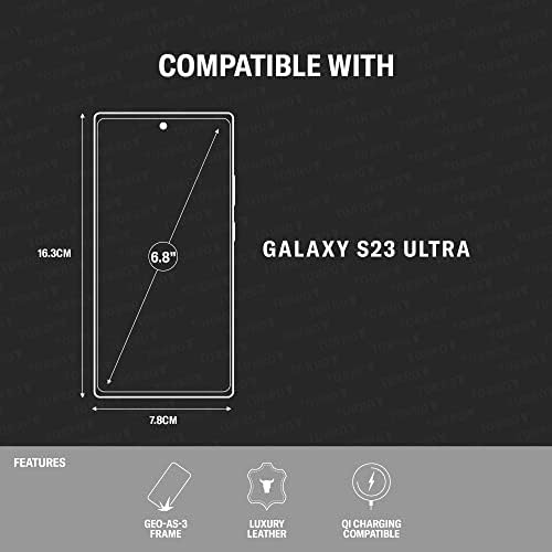 TORRO Esetben Kompatibilis a Samsung Galaxy S23 Ultra 5G – Prémium Bőr Lökhárító Ügy (Sötét Barna)
