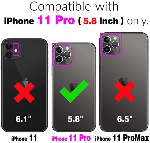 Asuwish Kompatibilis az iPhone 11 Pro 5.8 Tárca az Esetben Edzett Üveg kijelző Védő fólia Flip Hitelkártya
