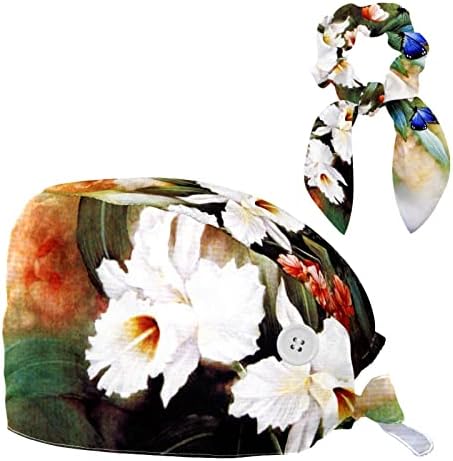 Pillangó Virág Olaj Festmény Dolgozik Sapka Állítható Bozót Kap Gombokkal, Íj Haj Hajgumi, a Nővér, az
