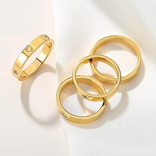 Valentin Napi Ajándék MVCOLEDY Ékszerek 18 K Aranyozott Szív Gyűrű Rozsdamentes Acélból készült, CZ Gyűrűk
