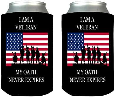 Katonai Veterán Esküt, USA Rusztikus Zászló Csomag Összecsukható Sör Üveg Ital Hűtő Ujjú 2 db 2 Csomag